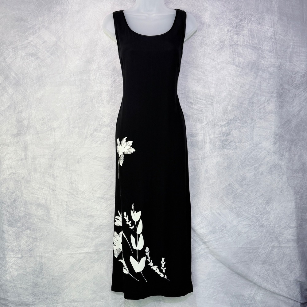 Laura‎ Ashley Floral Maxi Dress Womens Sz 10 Button Back resort vacation beach